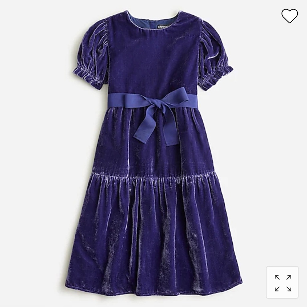 NWT J Crew Girls' puff-sleeve velvet party dress